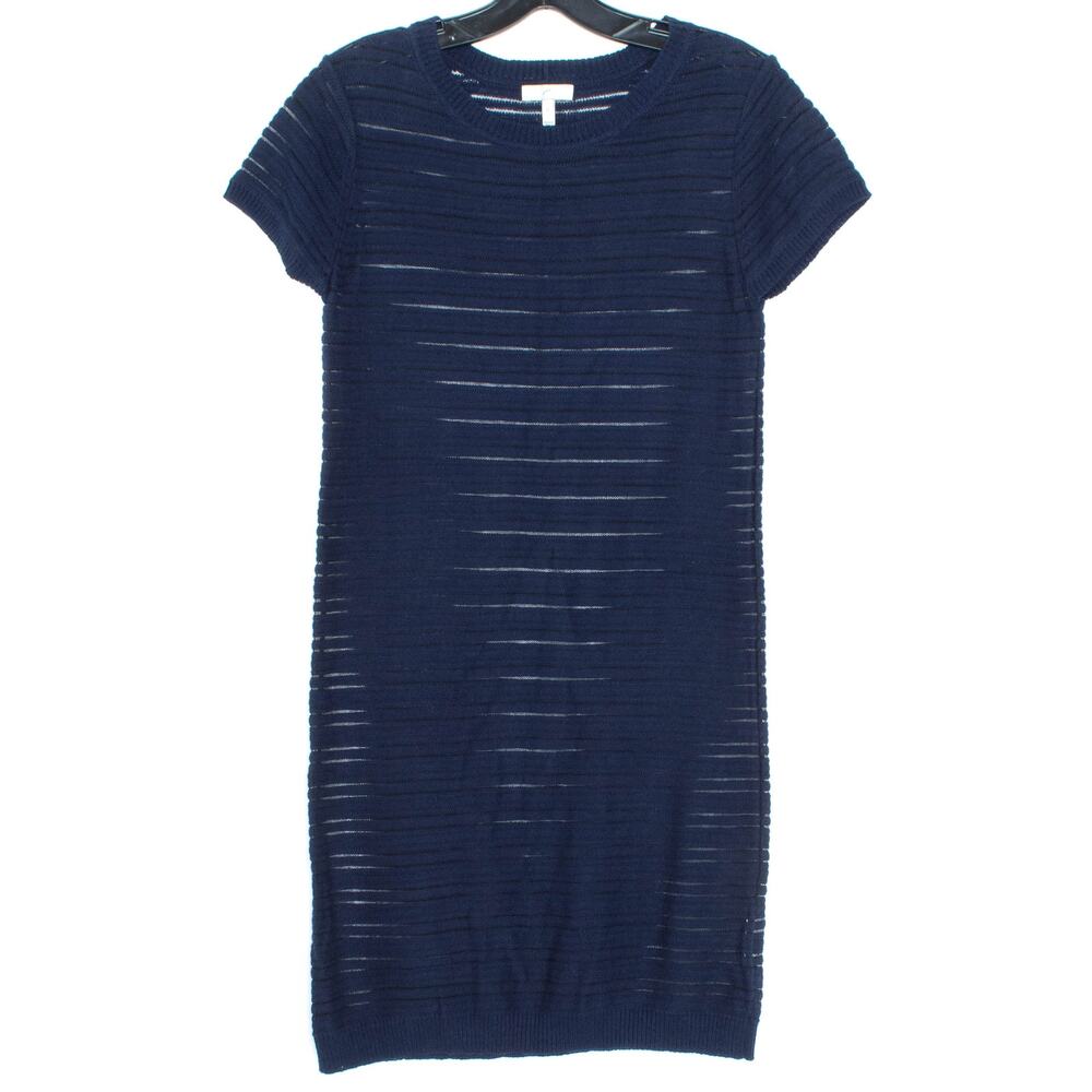Joie Dress Shift Sheer Minimalist Classic Preppy Quiet Luxury Casual Blue Small
